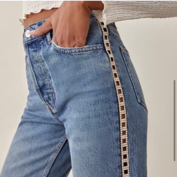 Size 28 Reformation crystal embellished jean - Picture 3 of 5